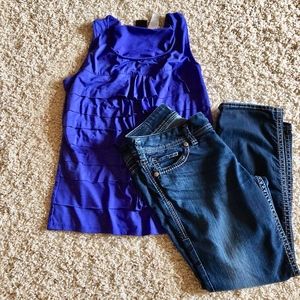 Rafaella Purple Ruffle Knit Top in size Small